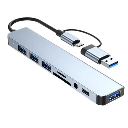 Hub USB et USB-C 8-en-2 avec lecteur de cartes et audio – détail produit 8
