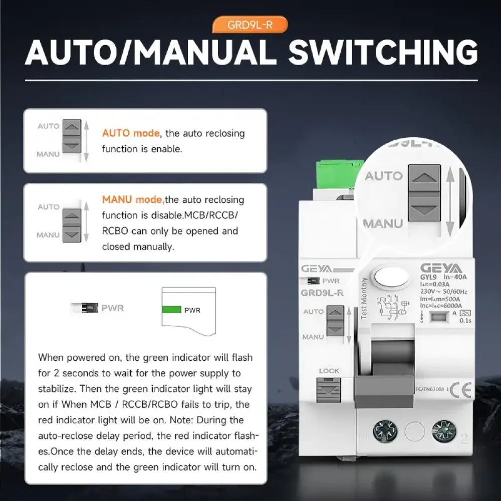 Interrupteur différentiel réarmable Type A 40 A 30 mA – 2P - Type A – 2P – 40 A – 30 mA / Espagne / Automatique – 220 V
