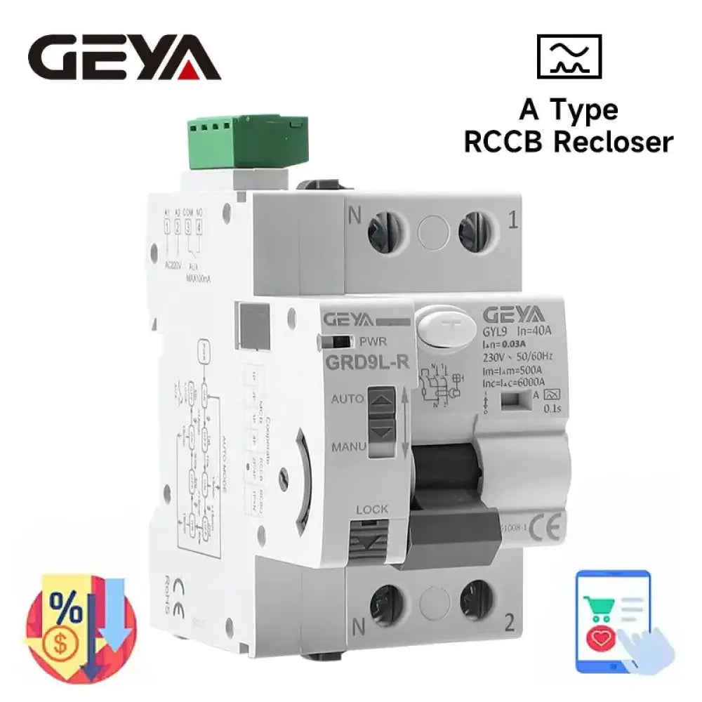 Interrupteur différentiel réarmable Type A 40 A 30 mA – 2P - Type A – 2P – 40 A – 30 mA / Espagne / Automatique – 220 V
