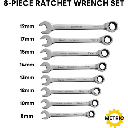 Jeu de 8 clés à cliquet 8 à 19 mm – 72 dents – détail produit 4