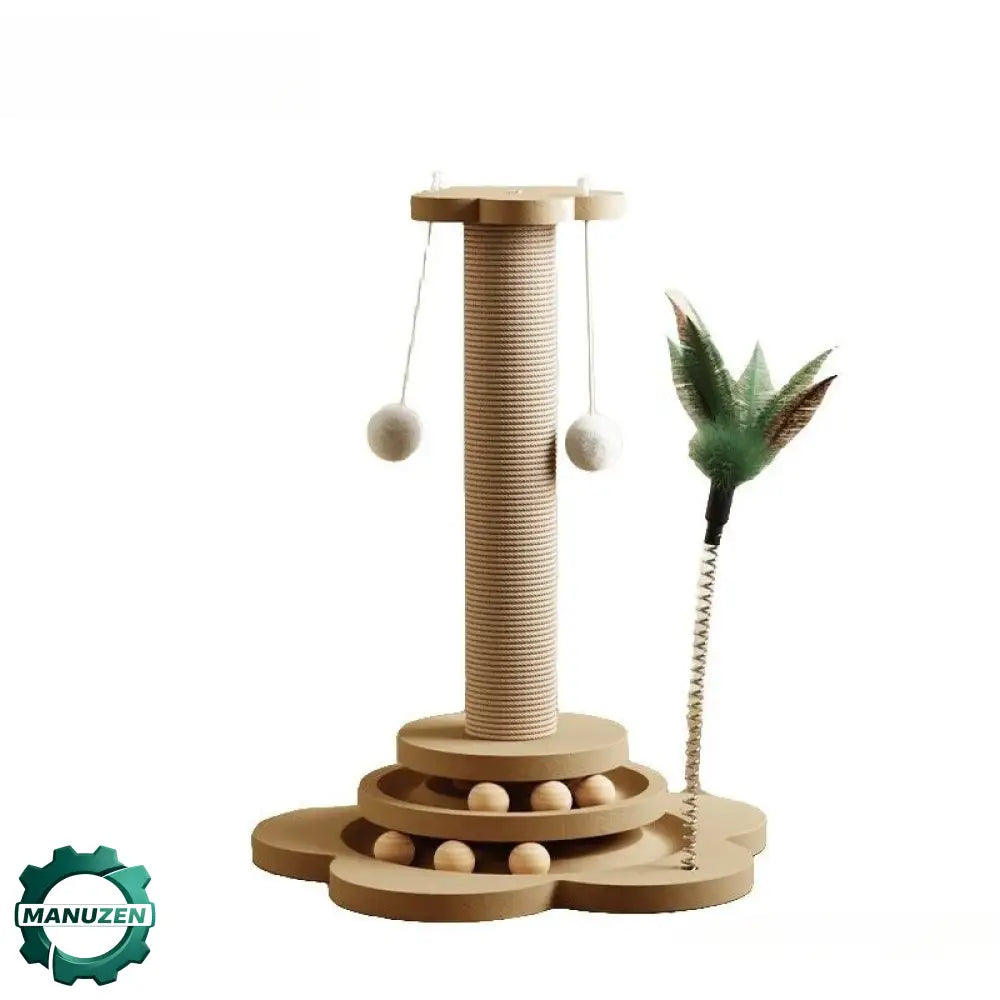 Jouet interactif pour chat en bois avec balles et sisal – variante L