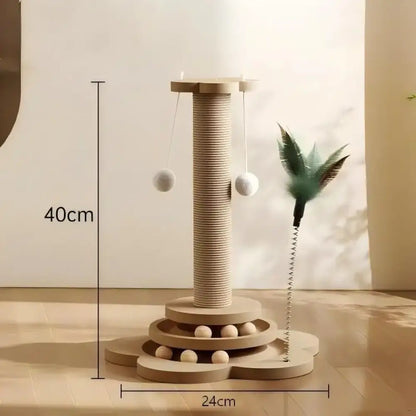 Jouet interactif pour chat en bois avec balles et sisal – photo produit 3