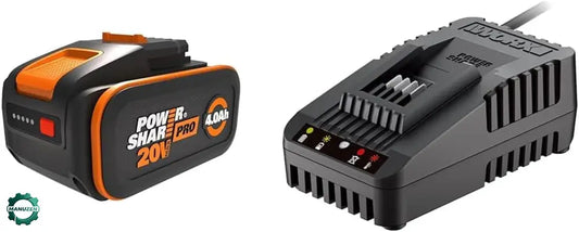 - Batterie Powershare Pro Au Lithium-Ion 20V - 4Ah - WA3644 & Chargeur 20 V Li-Ion 2.0 a - WA3880 - Pour Outils  Sans Fil POWERSHARE - Garantie 2 Ans