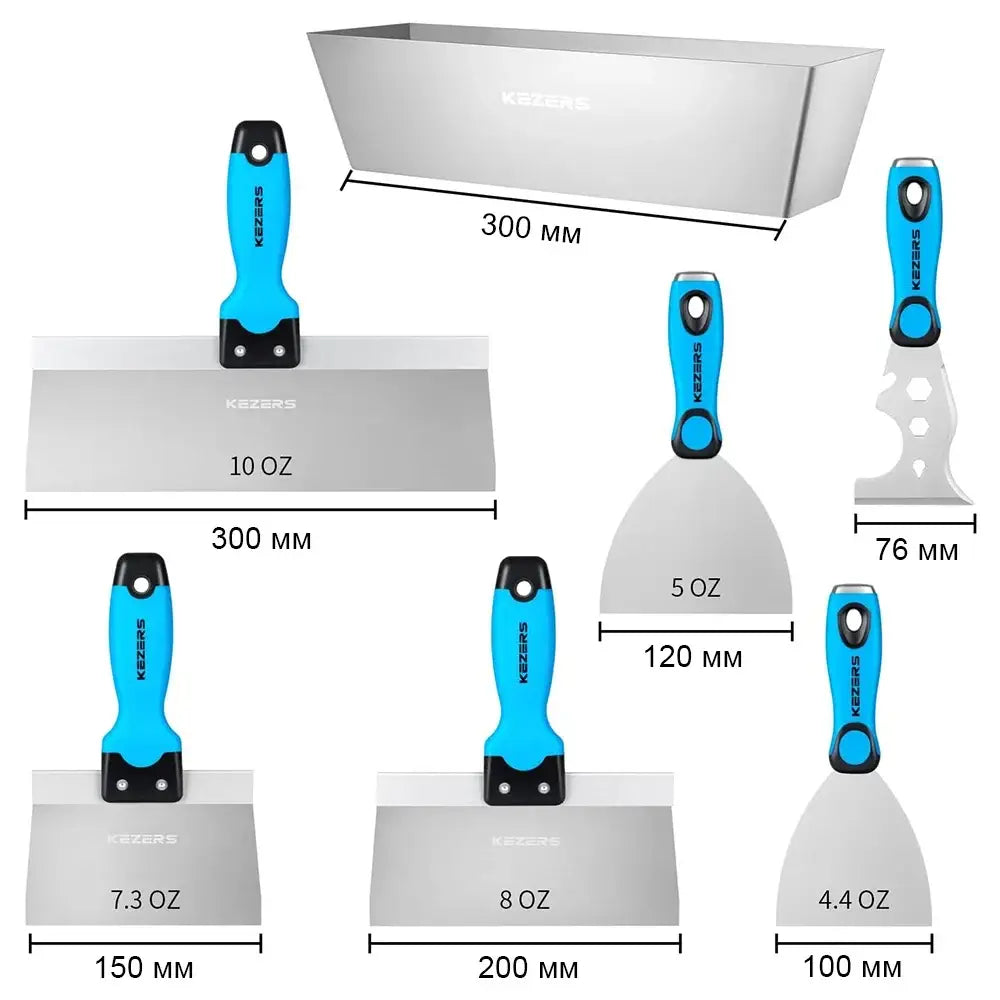 Kit de couteaux à enduire inox, 5 ou 7 pièces 3 à 12 po - 7 pièces (SK-7) / Pologne - Kit de couteaux à enduire