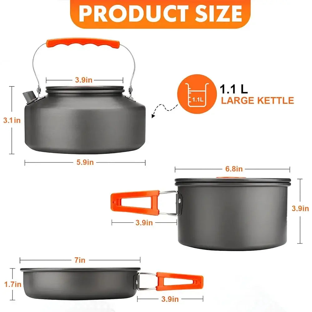 Kit de cuisine camping en aluminium avec sac de transport – photo produit 3