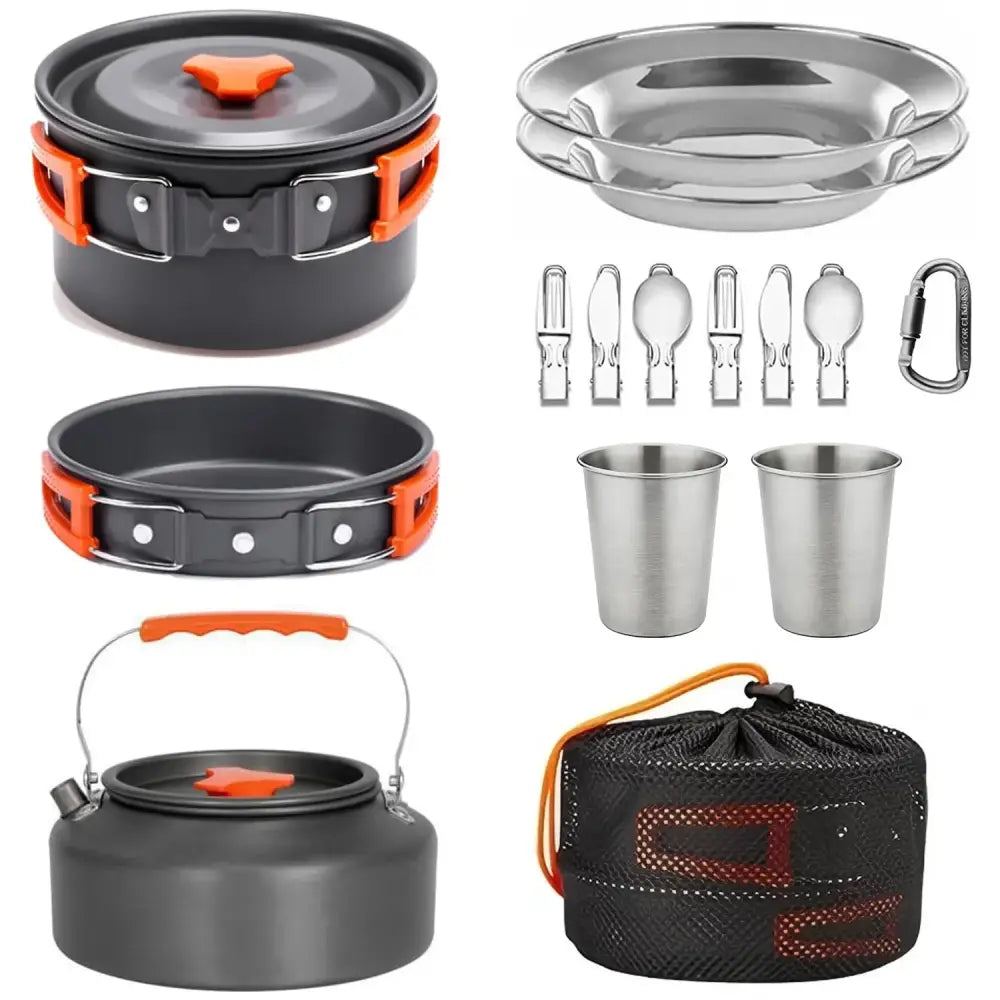 Kit de cuisine camping en aluminium avec sac de transport – photo produit 2