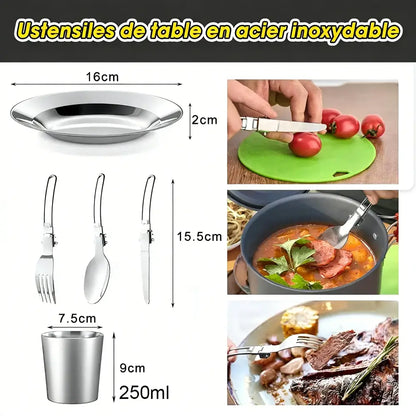 Kit de cuisine camping en aluminium avec sac de transport – photo produit 6