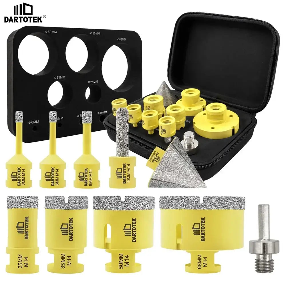 Kit de forets diamant carrelage M14 6–68 mm – 10 pièces - 10 pièces / Filetage M14 / France - Forets diamant pour