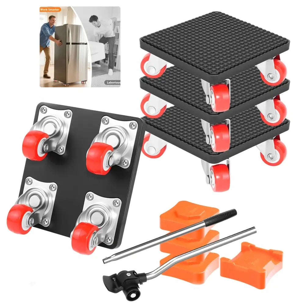 Kit déplace-meuble avec levier et roulettes – 200 kg - Orange / Allemagne - kit déplace meuble 200 kg