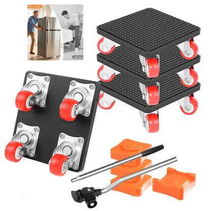 Kit déplace-meuble avec levier et roulettes – 200 kg - Orange / Allemagne - kit déplace meuble 200 kg