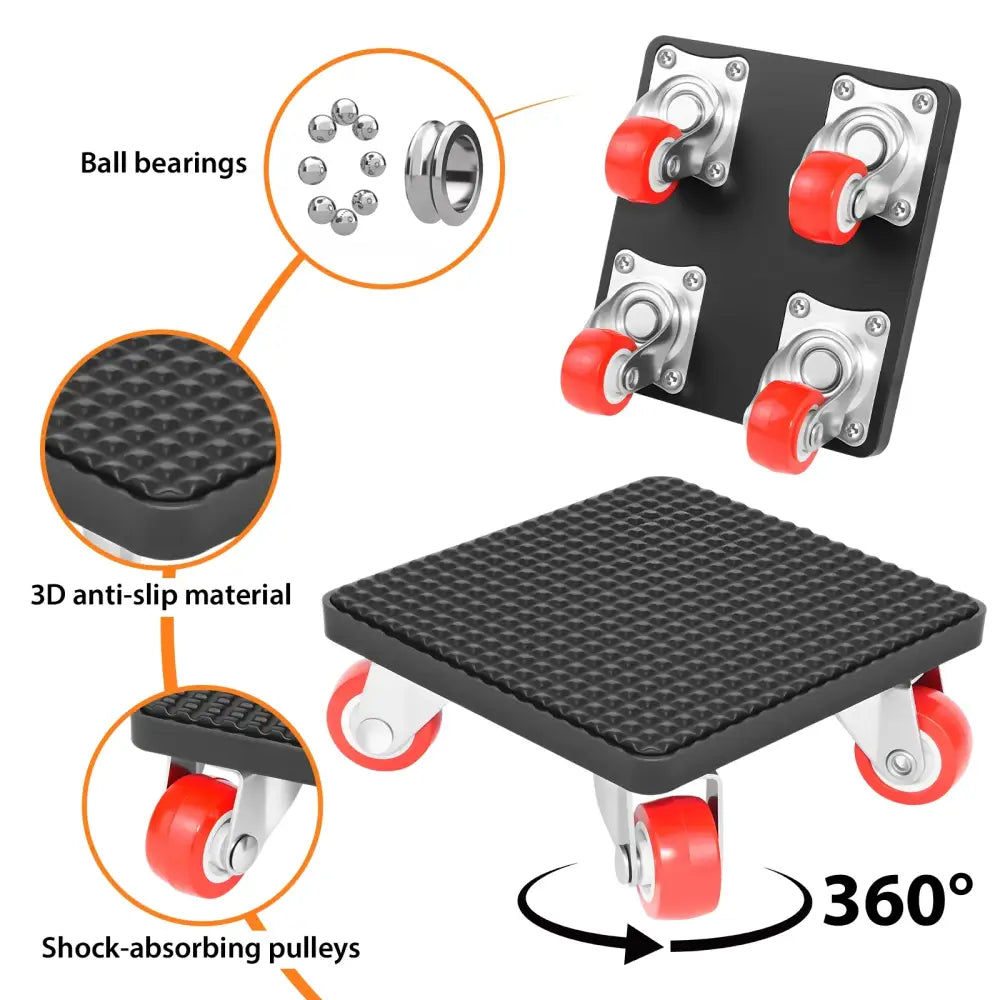 Kit déplace-meuble avec levier et roulettes – 200 kg - Orange / Allemagne - kit déplace meuble 200 kg