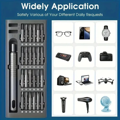 Kit tournevis de précision magnétique 25-en-1 pour électronique - Noir - Kit de tournevis de précision