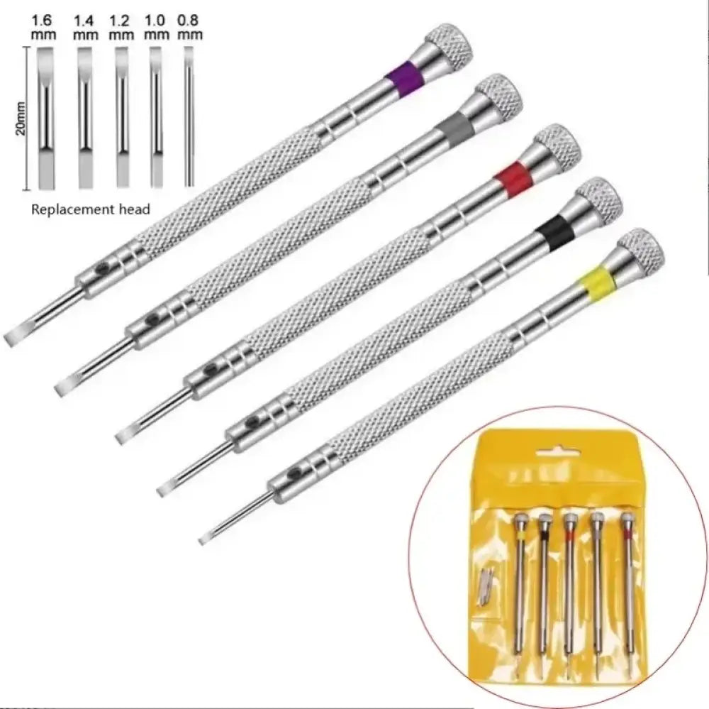 Kit tournevis d’horloger 0,8–1,6 mm – 5 pièces - Kit 5 pièces - Kit d’outils d’horloger