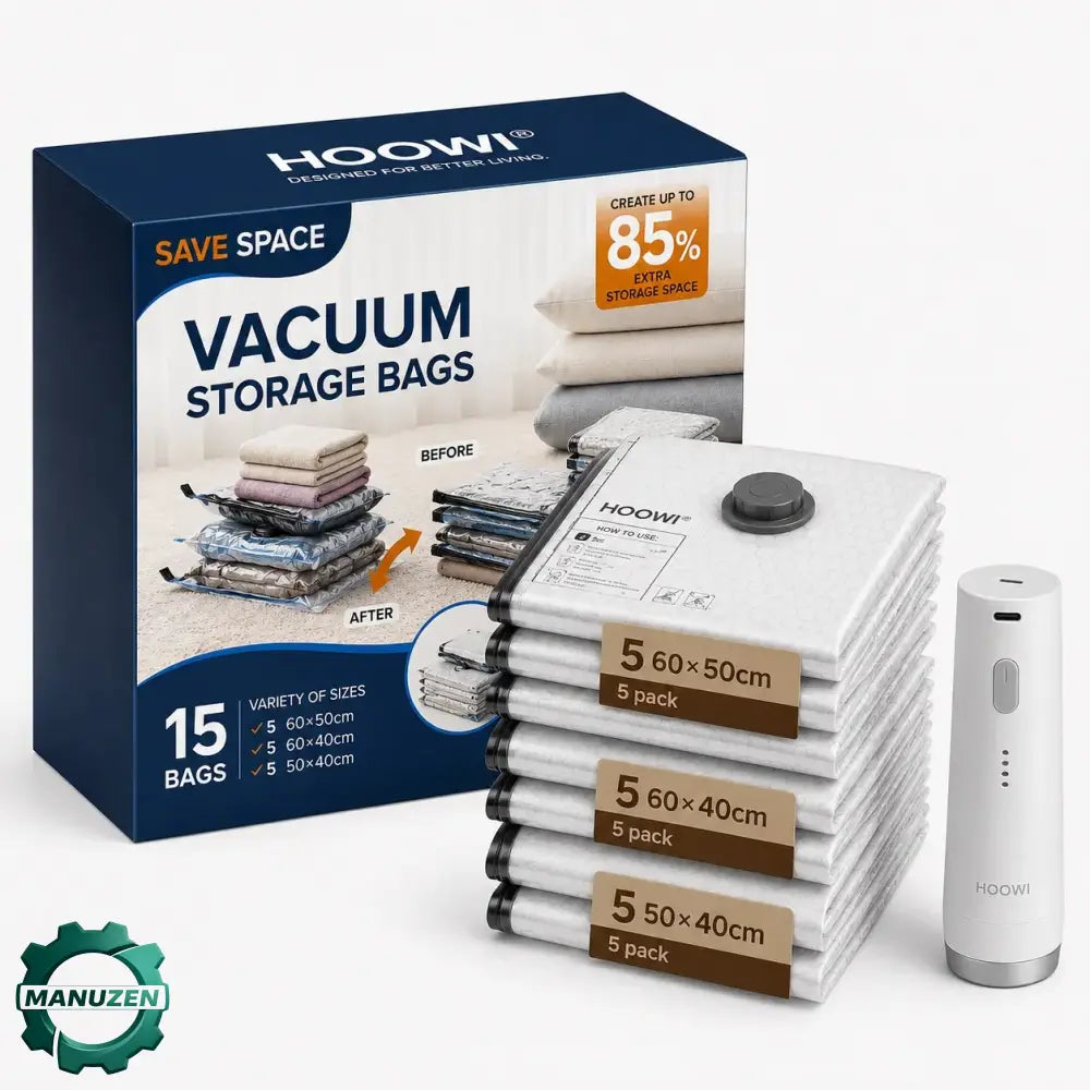 Kit voyage 15 sacs sous vide avec pompe USB rechargeable – vue principale