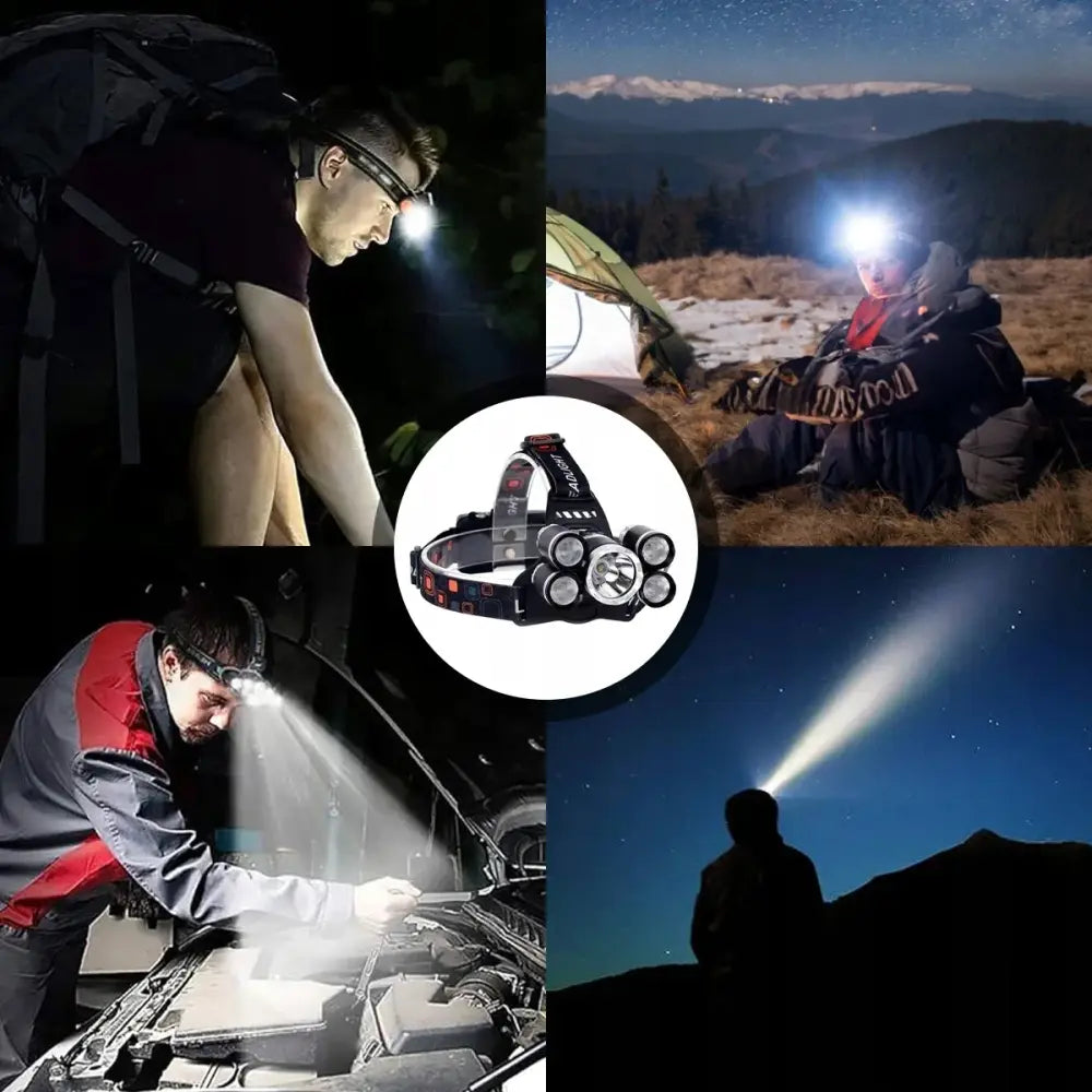 Lampe frontale rechargeable 5 LED – secteur et voiture - Pologne - Lampe frontale rechargeable 5 LED