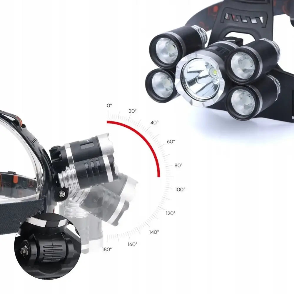Lampe frontale rechargeable 5 LED – secteur et voiture - Pologne - Lampe frontale rechargeable 5 LED