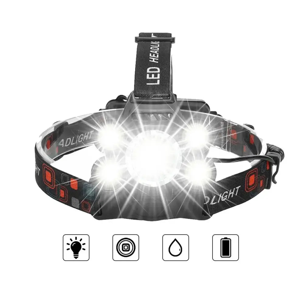 Lampe frontale rechargeable 5 LED – secteur et voiture - Pologne - Lampe frontale rechargeable 5 LED