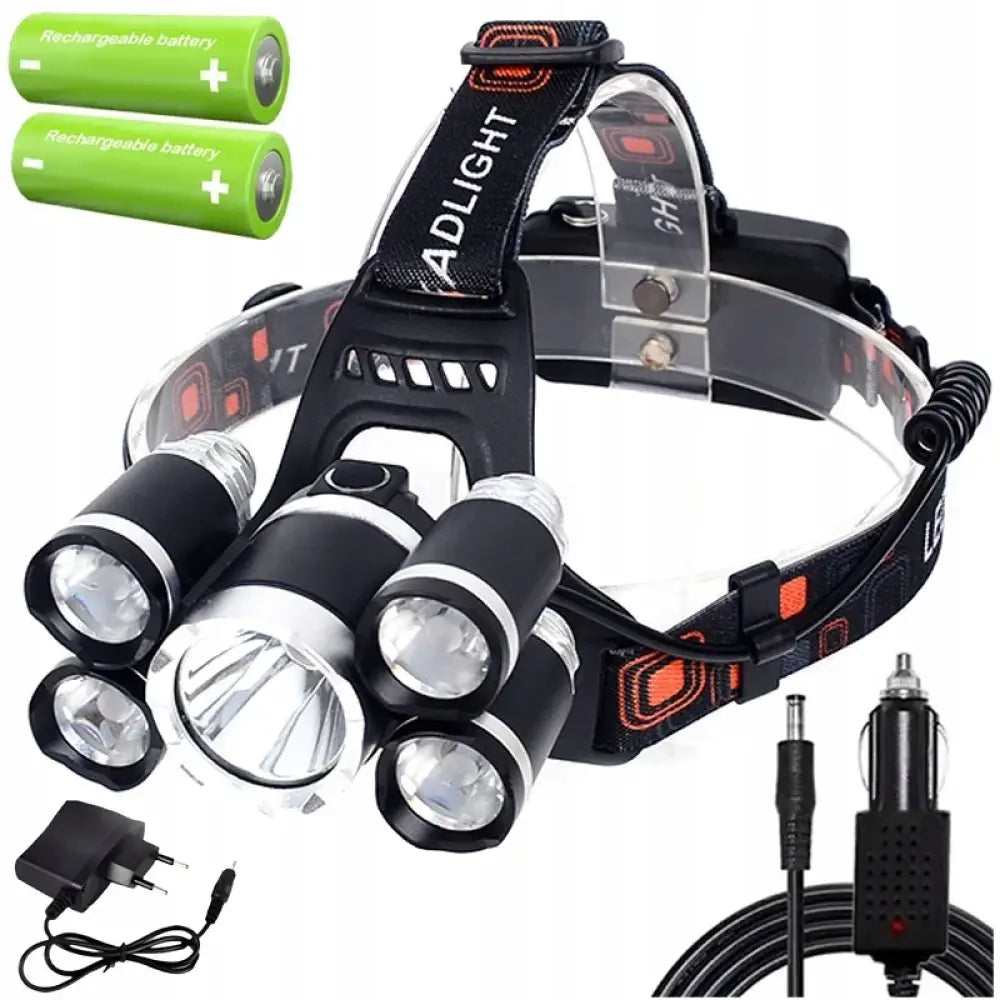 Lampe frontale rechargeable 5 LED – secteur et voiture - Pologne - Lampe frontale rechargeable 5 LED