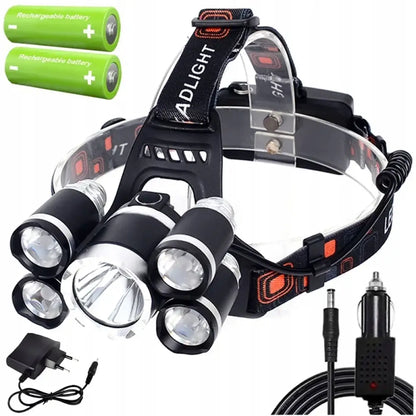 Lampe frontale rechargeable 5 LED – secteur et voiture - Pologne - Lampe frontale rechargeable 5 LED