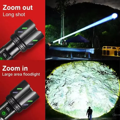 Lampe torche rechargeable longue portée – zoom et double lentille - Avec batterie 26650 / France - Lampe torche