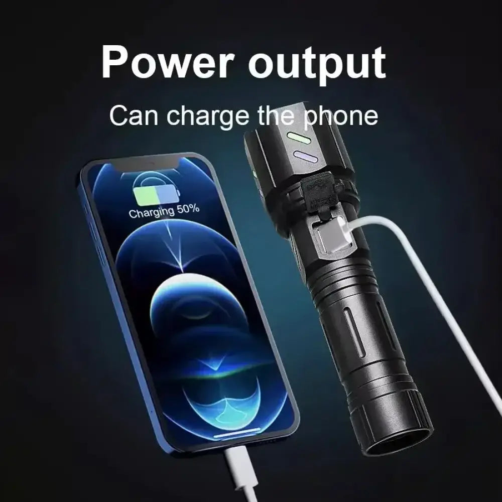 Lampe torche rechargeable longue portée – zoom et double lentille - Avec batterie 26650 / France - Lampe torche