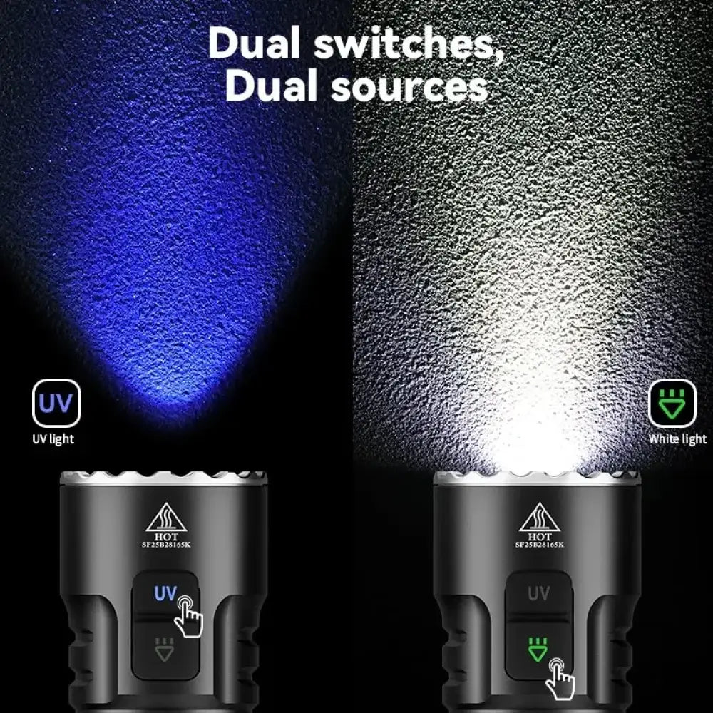 Lampe torche UV 365 nm rechargeable 3300 lm – USB-C - 6500–7000 K / France - Lampe torche UV