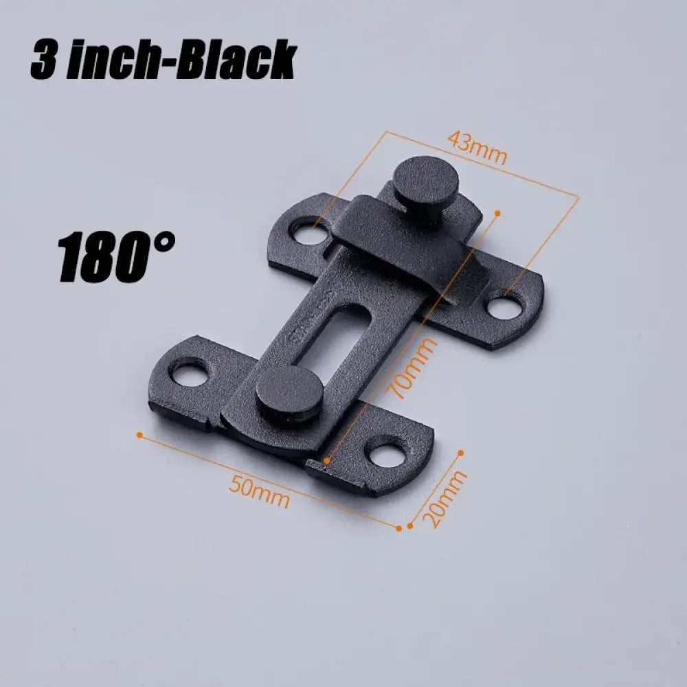 Loquet 180° pour porte coulissante – 2 ou 3 pouces – variante Noir – 3 pouces – 180° / 1 pièce / France