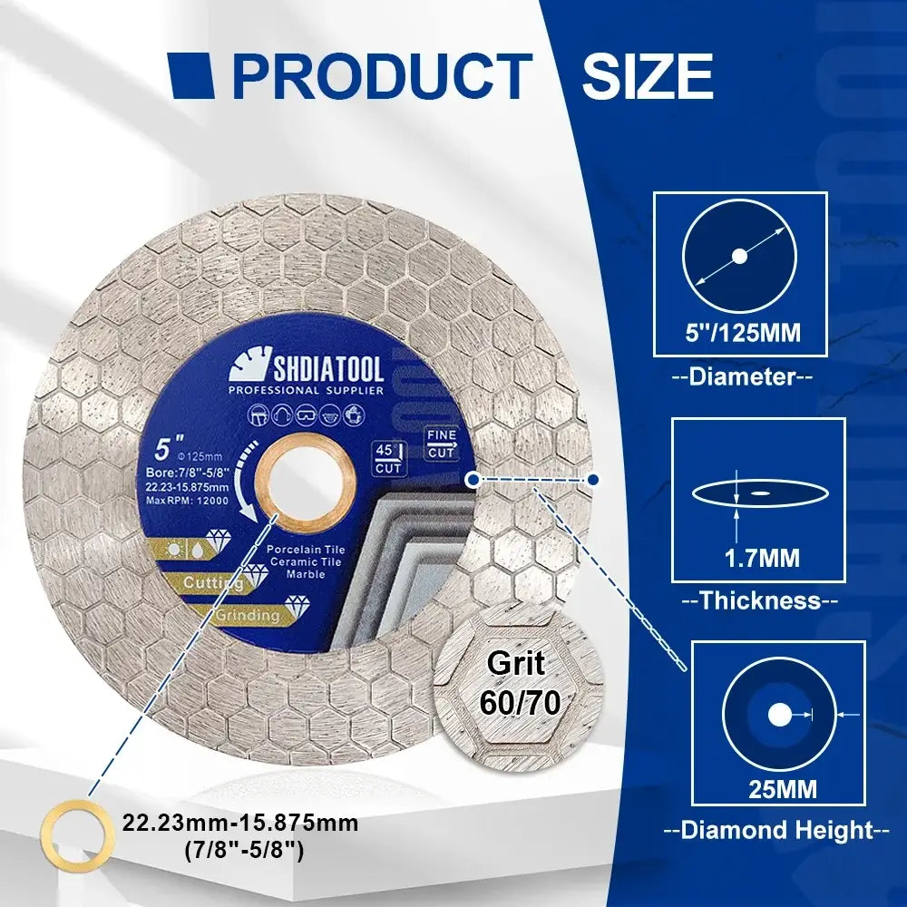 Lot de 2 disques diamant double face 125 mm SHDIATOOL - Lot de 2 / France - Disques diamant pour carrelage
