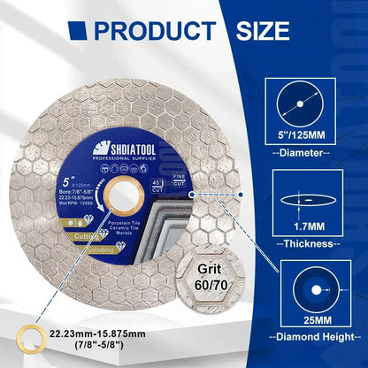 Lot de 2 disques diamant double face 125 mm SHDIATOOL - Lot de 2 / France - Disques diamant pour carrelage