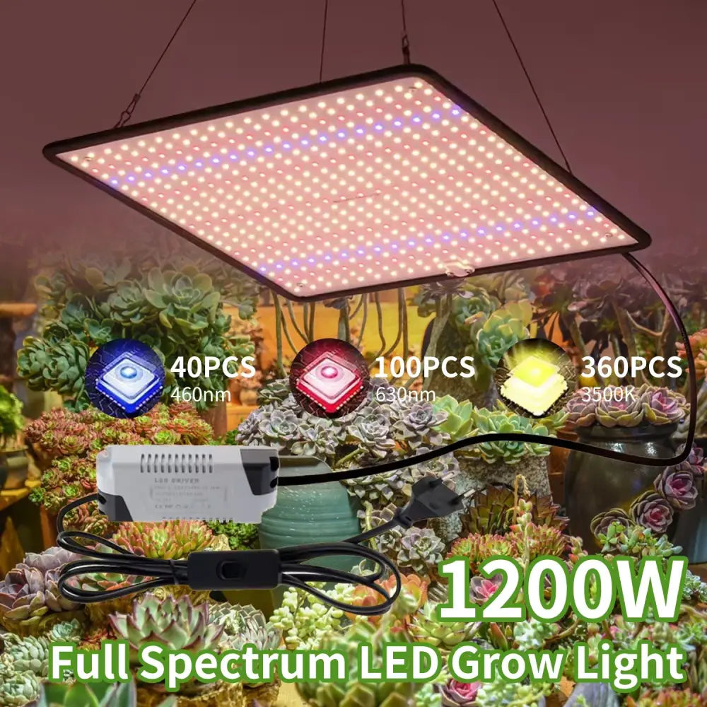 Lot de 2 lampes horticoles LED à spectre complet – prise EU - Lot de 2 / LED / Prise EU – 1 200 W – France - Éclairage
