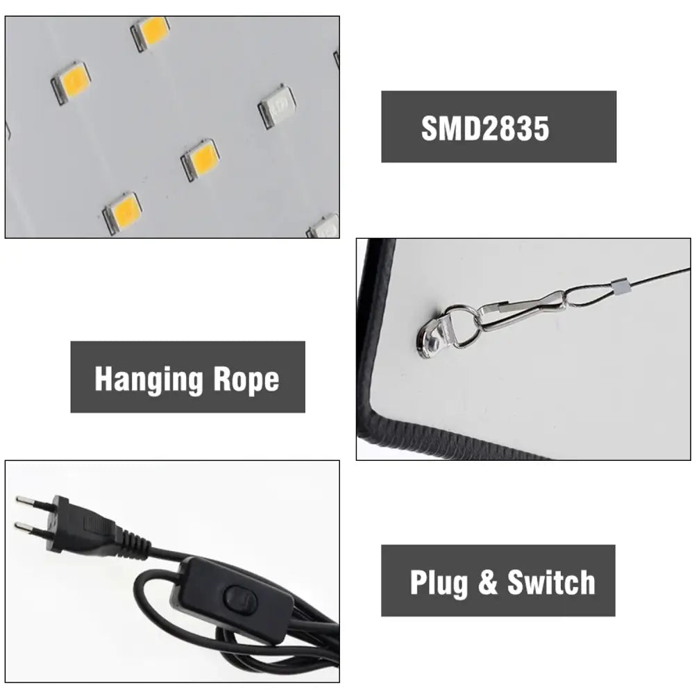 Lot de 2 lampes horticoles LED à spectre complet – prise EU - Lot de 2 / LED / Prise EU – 1 200 W – France - Éclairage