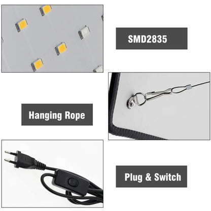 Lot de 2 lampes horticoles LED à spectre complet – prise EU - Lot de 2 / LED / Prise EU – 1 200 W – France - Éclairage