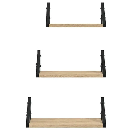 Lot de 3 étagères murales en bois et métal – 30 à 40 cm - Étagère murale