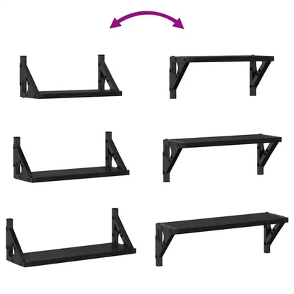 Lot de 3 étagères murales en bois et métal – 30 à 40 cm - Étagère murale