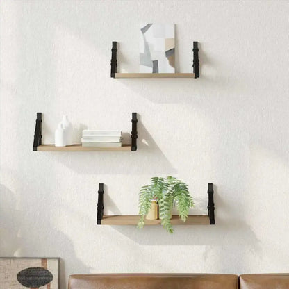 Lot de 3 étagères murales en bois et métal – 30 à 40 cm - Étagère murale