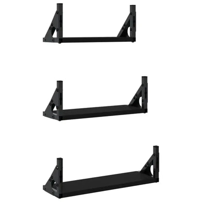 Lot de 3 étagères murales en bois et métal – 30 à 40 cm - Étagère murale