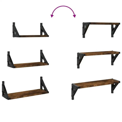 Lot de 3 étagères murales en bois et métal – 30 à 40 cm - Étagère murale
