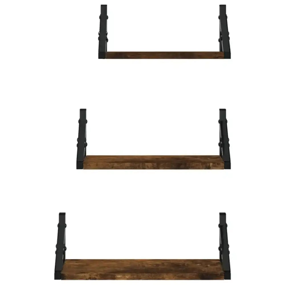 Lot de 3 étagères murales en bois et métal – 30 à 40 cm - Étagère murale