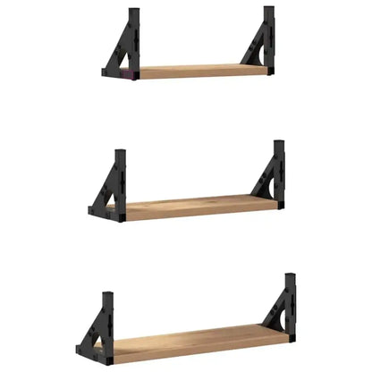 Lot de 3 étagères murales en bois et métal – 30 à 40 cm - Étagère murale