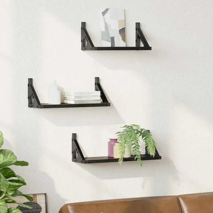 Lot de 3 étagères murales en bois et métal – 30 à 40 cm - Étagère murale