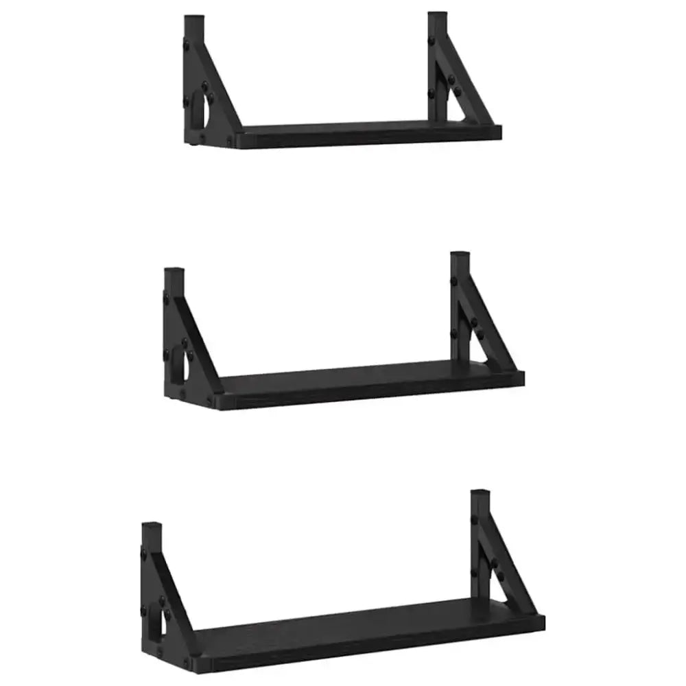 Lot de 3 étagères murales en bois et métal – 30 à 40 cm - Étagère murale