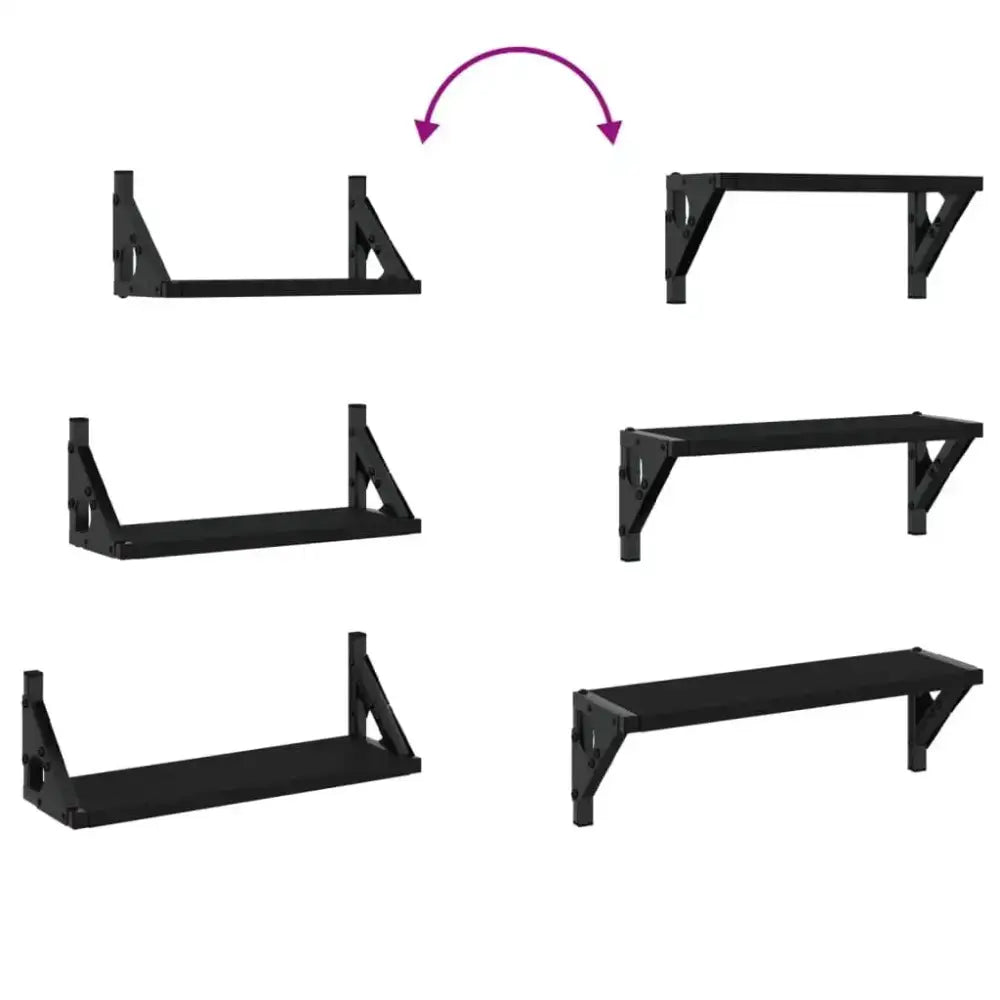 Lot de 3 étagères murales en bois et métal – 30 à 40 cm - Étagère murale