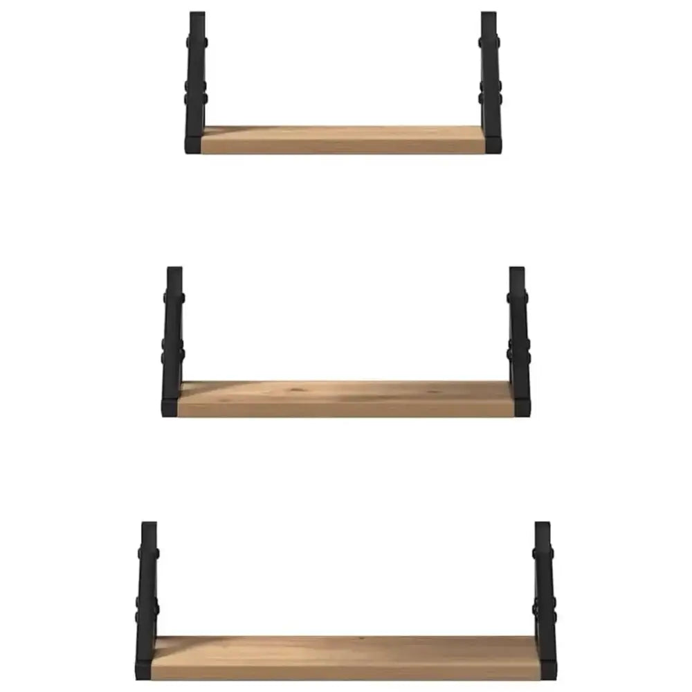 Lot de 3 étagères murales en bois et métal – 30 à 40 cm - Étagère murale