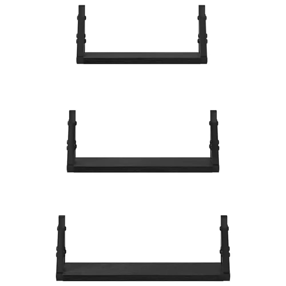 Lot de 3 étagères murales en bois et métal – 30 à 40 cm - Étagère murale