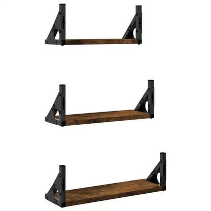 Lot de 3 étagères murales en bois et métal – 30 à 40 cm - Étagère murale