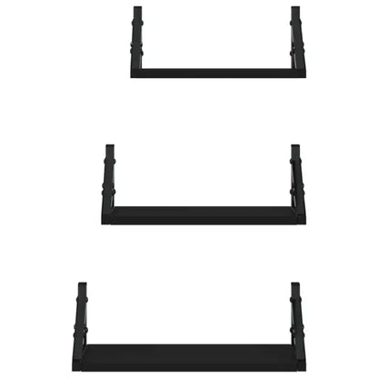 Lot de 3 étagères murales en bois et métal – 30 à 40 cm - Étagère murale