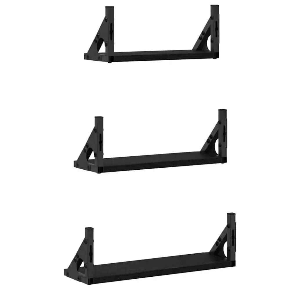 Lot de 3 étagères murales en bois et métal – 30 à 40 cm - Étagère murale