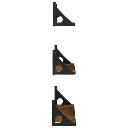 Lot de 3 étagères murales en bois et métal – 30 à 40 cm - Étagère murale
