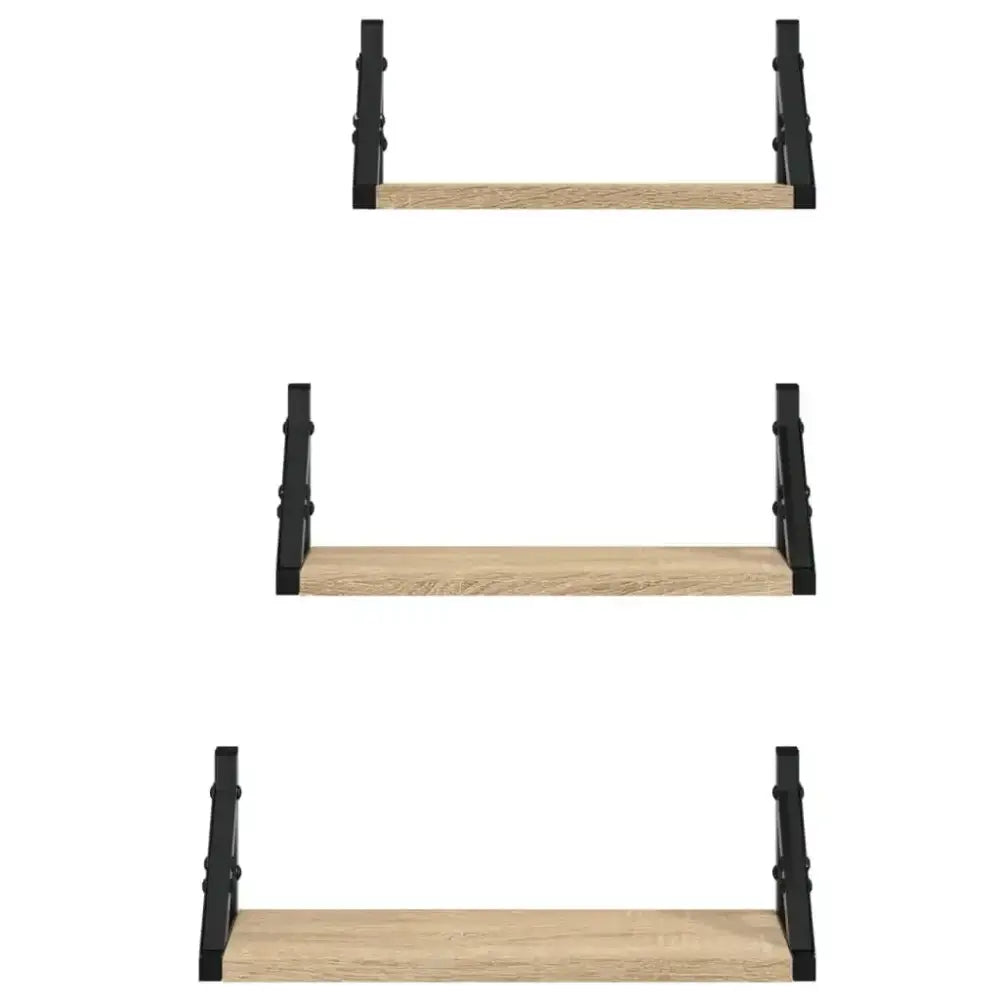 Lot de 3 étagères murales en bois et métal – 30 à 40 cm - Étagère murale