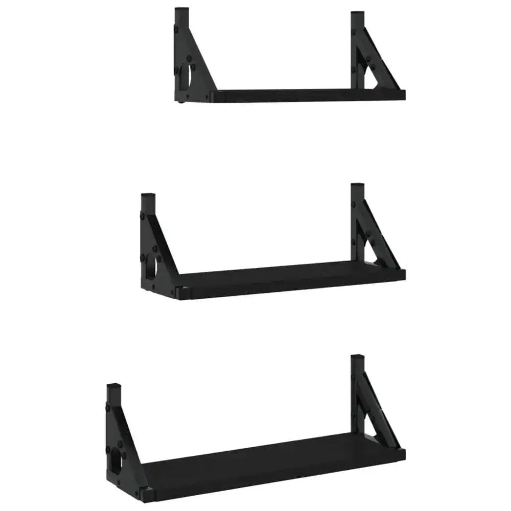 Lot de 3 étagères murales en bois et métal – 30 à 40 cm - France / Noir - Étagère murale